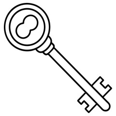 An ornate antique skeleton key with a decorative bow