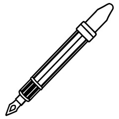 A stylized outline drawing of a fountain pen