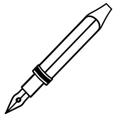 An angled outline drawing of a fountain pen