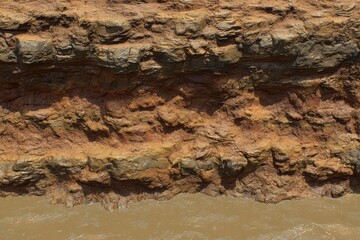Rocky cliff face meets a river