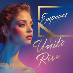 Young woman with glowing makeup against vibrant purple background  