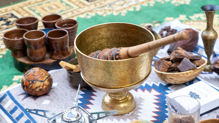 mortar and pestle with spices