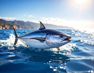 Fototapeta premium Tuna leaping out of the ocean