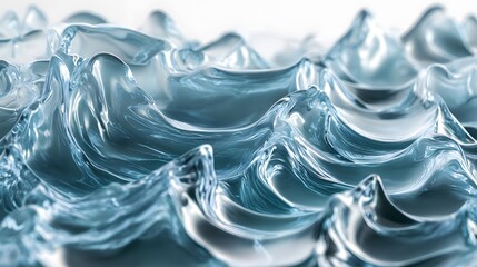3D render showcases fluid, undulating teal waves forming intricate, abstract patterns.