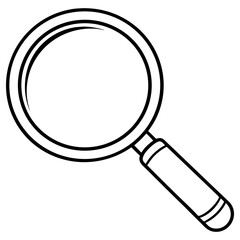 A line drawing of a magnifying glass isolated on a white background