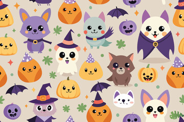 seamless pattern with funny animals