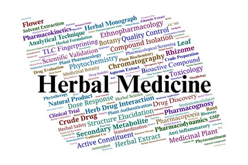 Herbal Medicine Word Cloud. Key Terminologies in Medicinal Plant and Pharmacognostic Study