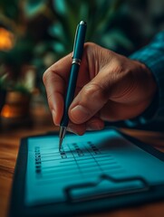 Close-up of a hand checking off tasks on a virtual checklist