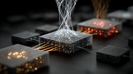 Graphic of a neural network rapidly analyzing visual data to identify patterns and insights. Data Science and Analytics Business Intelligence and Strategy