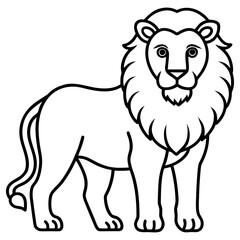 A line drawing of a majestic lion