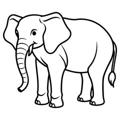 A simple outline drawing of an elephant
