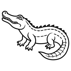 A line drawing of an alligator