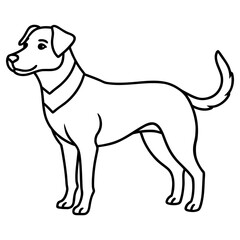 A line drawing of a terrier dog standing