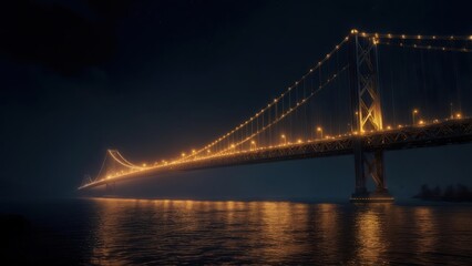 Obraz premium Illuminated bridge at night over water