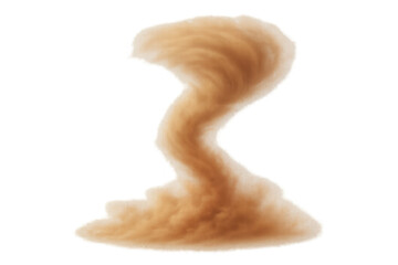 Swirling sand forming a vortex against a transparent background, creating a dramatic and realistic sandstorm effect