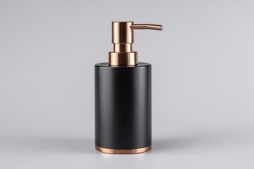 Obraz premium Black cylindrical soap dispenser with rose gold accents