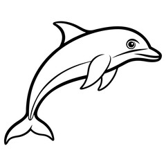 Obraz premium A playful dolphin jumps out of the water, isolated on a white background