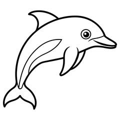 A playful dolphin jumps out of the water, isolated on a white background