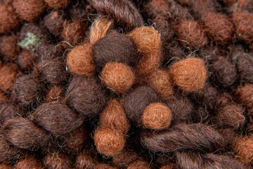 Close-up of textured, brown and tan yarn