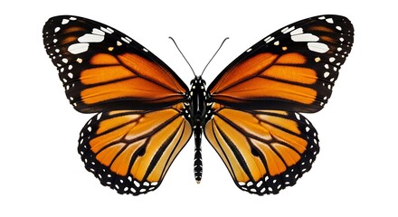 Isolated monarch butterfly wings orange black white pattern insect nature flying beauty art