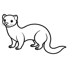 A playful ferret standing on its four legs in a line art drawing