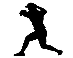 野球選手のスローイング動作シルエット（ベクター素材）
