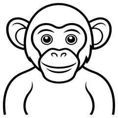 A friendly monkey face looking directly at the viewer, depicted in line art