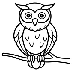 An owl perched on a branch, looking alert