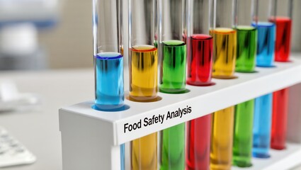 Colorful Test Tubes Displaying Food Safety Analysis in Laboratory Setting