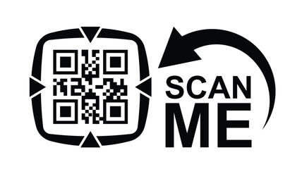 Scan QR code icon. Digital scanning qr code. QR code scan for smartphone. Scan Here text on top of the qr code