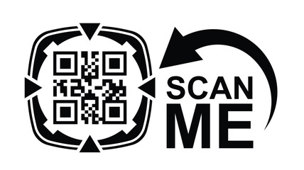 Scan QR code icon. Digital scanning qr code. QR code scan for smartphone. Scan Here text on top of the qr code