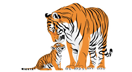 Majestic big cats mother and cub together illustrating gentle family bonds in the wild