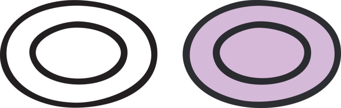 Red Blood Cell Outline and Filled Icon Vector.