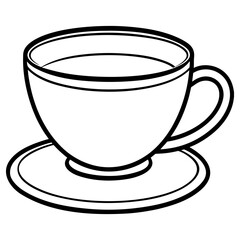A simple line drawing of a coffee cup and saucer