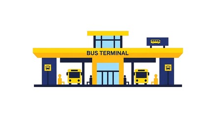 Obraz premium Bus terminal transportation buses station public transport vehicles travel design urban city