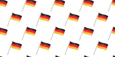 Horizontal seamless pattern with festive elements of German symbols. Watercolor hand-drawn illustration of the flag.