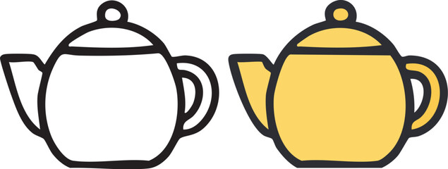 Simple Teapot Illustration in Two Colors.