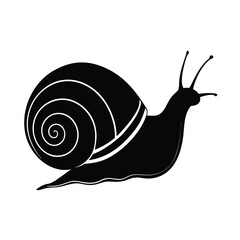 a black and white snail silhouette design white background 
