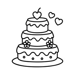 adorable two tiered cake coloring page with hearts
