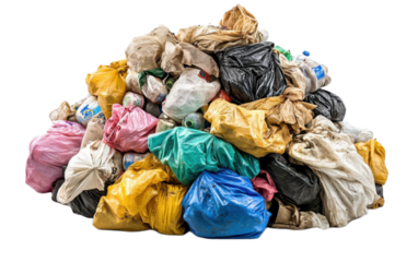 Pile of garbage trash on white background,png