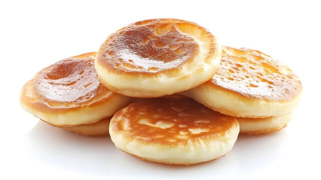 Photograph of five bubby pastries arranged on a white surface, dusted with sugar.