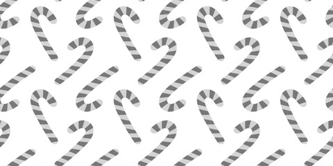 Striped Candy Cane in Grayscale Seamless Pattern Winter Holidays or Halloween Backdrop Banner Format