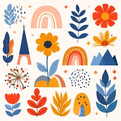 Colorful abstract floral patterns