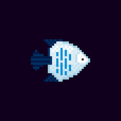 Tropical fish. Aquarium fish. Pixel art icon. 