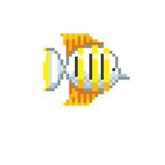 Tropical fish. Aquarium fish. Pixel art icon. 