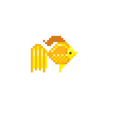 Tropical fish. Aquarium fish. Pixel art icon. 