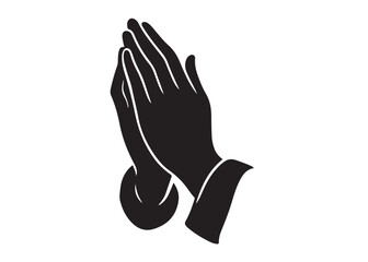 Obraz premium praying hands logo silhouette vector, hand praying logo icon design illustration, black silhouette praying hands logo vector, Religion praying hands logo vector silhouette on white background 
