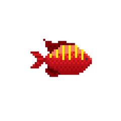 Tropical fish. Aquarium fish. Pixel art icon. 