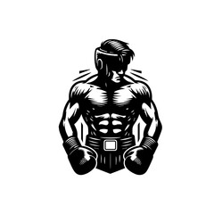 Muscular boxer illustration isolated on white background