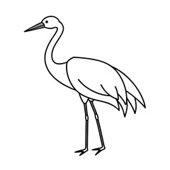 cranes coloring page on white background